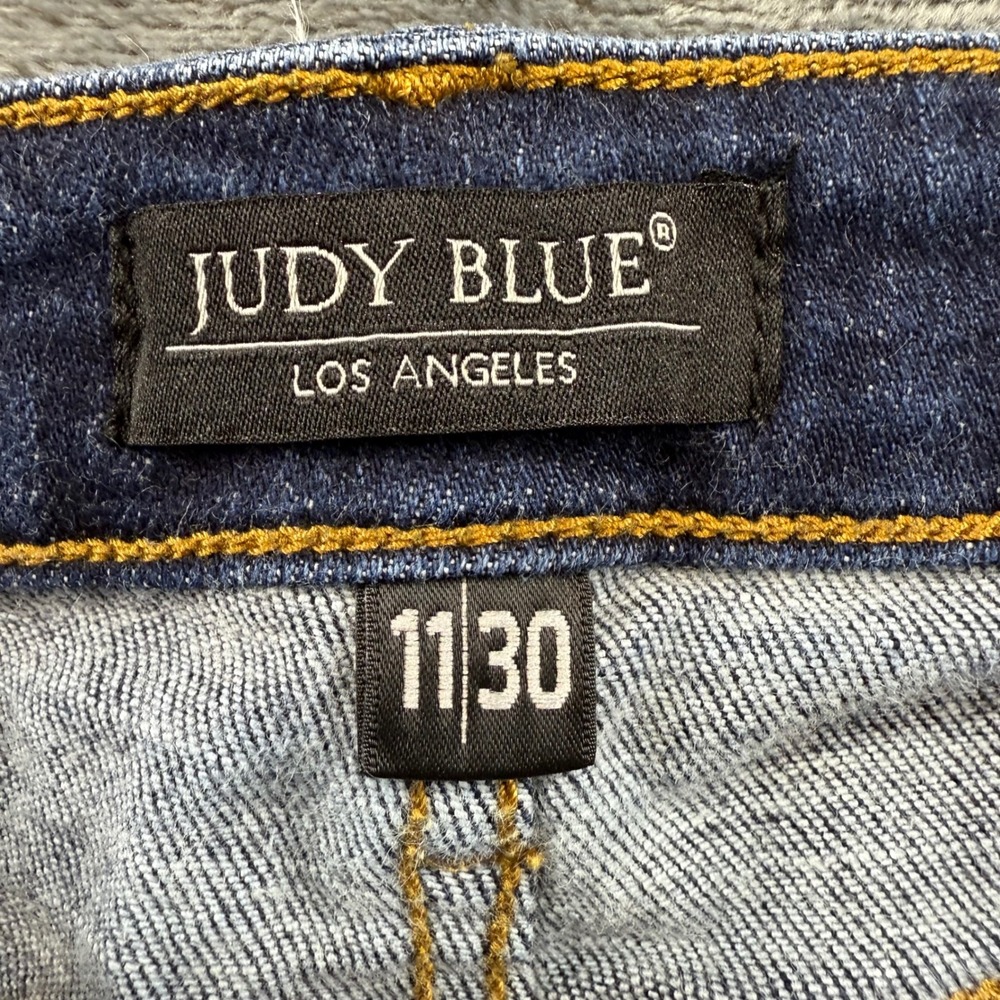 Judy Blue Wide Leg Raw Hem Jeans Dark Wash High Rise Size 11/30 High Rise - Picture 2 of 10